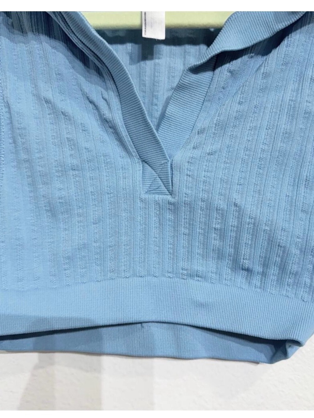 Free People Blue Ribbed Polo Crop Tank Sleeveless Top Sz XS - Picture 4 of 8